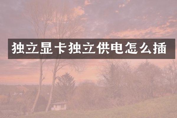 独立显卡独立供电怎么插