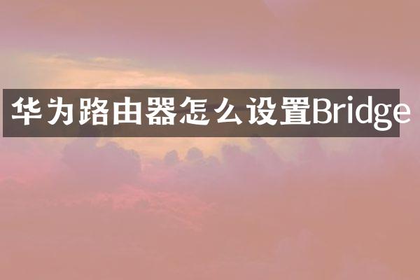 华为路由器怎么设置Bridge