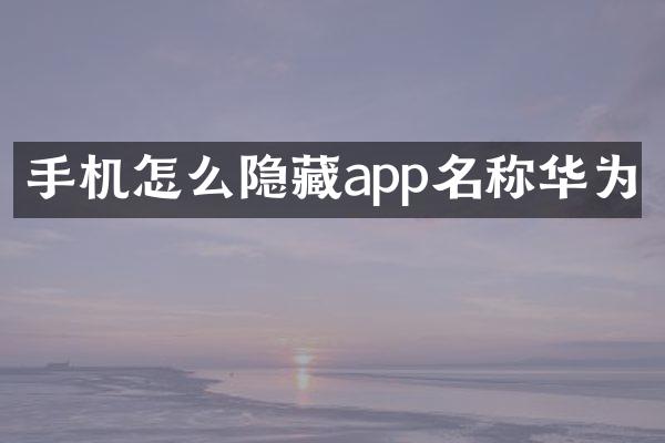 手机怎么隐藏app名称华为