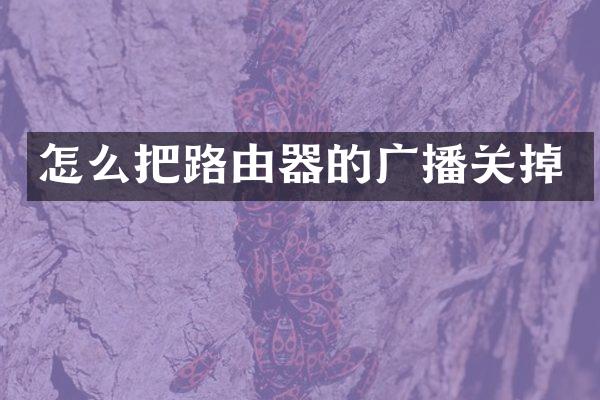 怎么把路由器的广播关掉