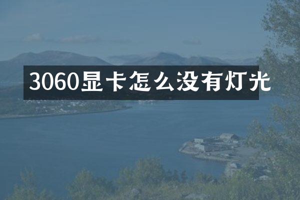 3060显卡怎么没有灯光