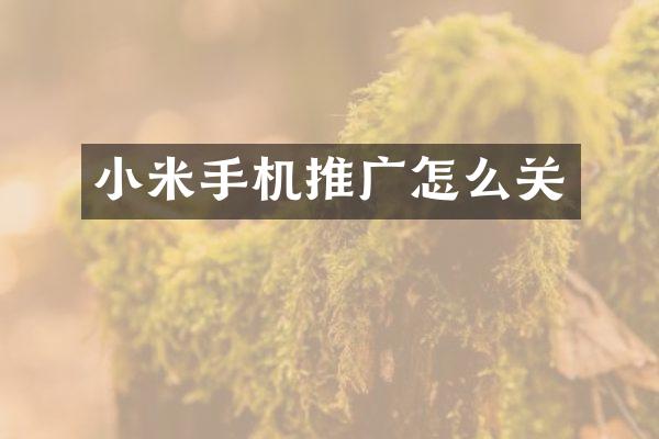小米手机推广怎么关