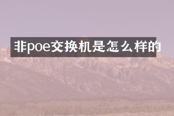 非poe交换机是怎么样的