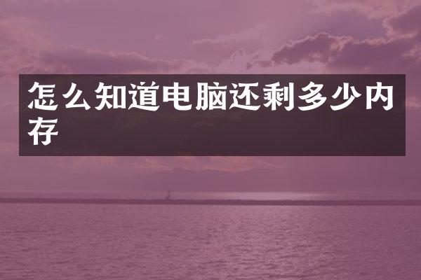 怎么知道电脑还剩多少内存