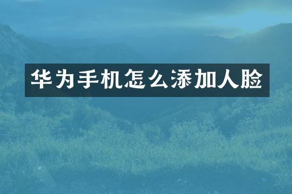华为手机怎么添加人脸