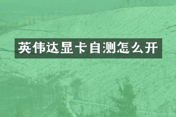 英伟达显卡自测怎么开