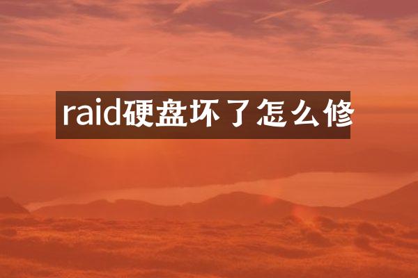 raid硬盘坏了怎么修