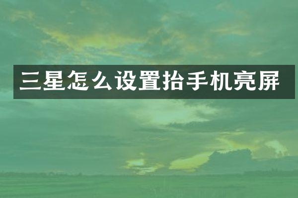 三星怎么设置抬手机亮屏