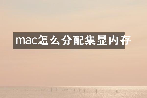 mac怎么分配集显内存