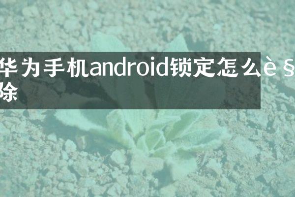 华为手机android锁定怎么解除