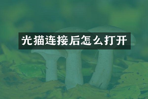 光猫连接后怎么打开