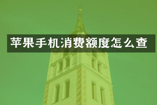 苹果手机消费额度怎么查