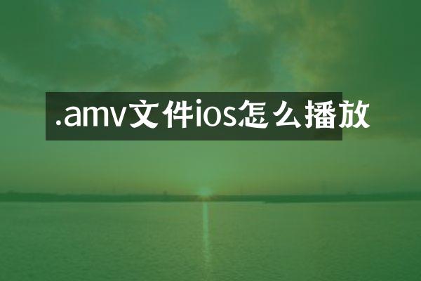 .amv文件ios怎么播放