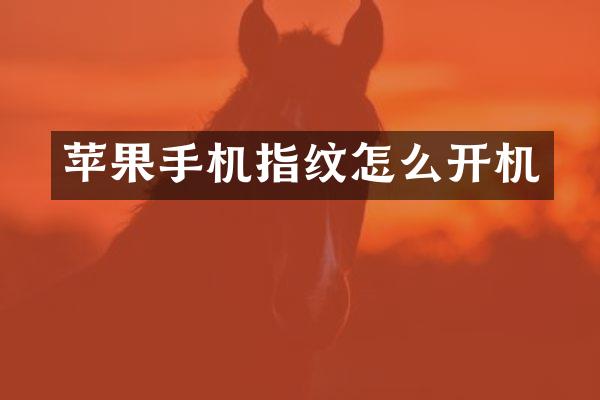 苹果手机指纹怎么开机