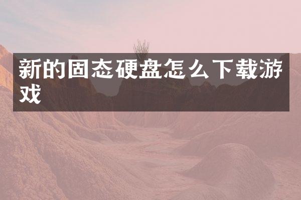 新的固态硬盘怎么下载游戏