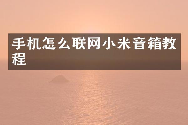 手机怎么联网小米音箱教程