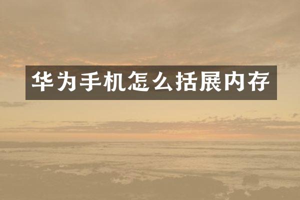 华为手机怎么括展内存