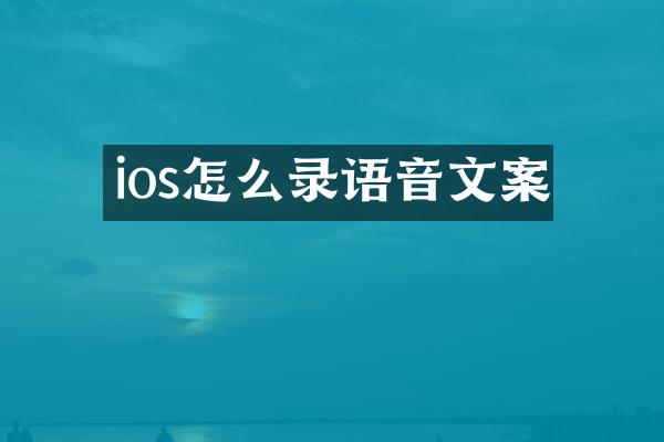 ios怎么录语音文案