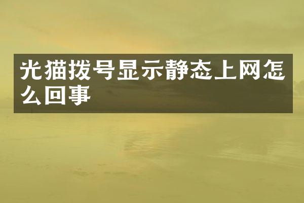 光猫拨号显示静态上网怎么回事