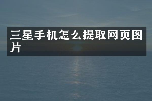 三星手机怎么提取网页图片