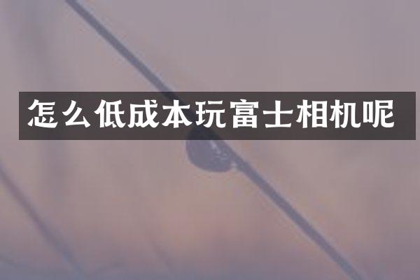 怎么低成本玩富士相机呢