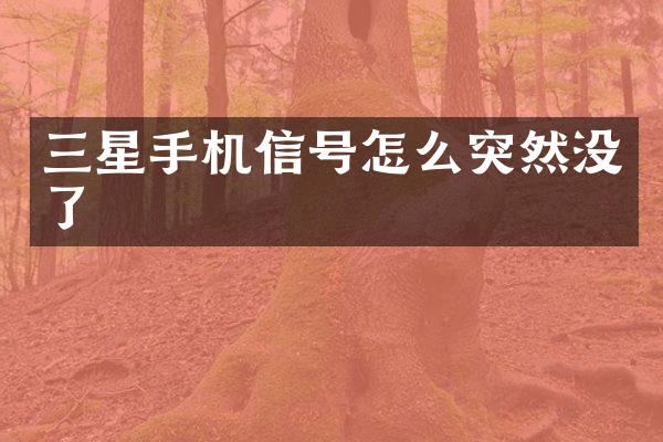 三星手机信号怎么突然没了