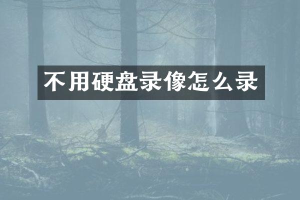 不用硬盘录像怎么录