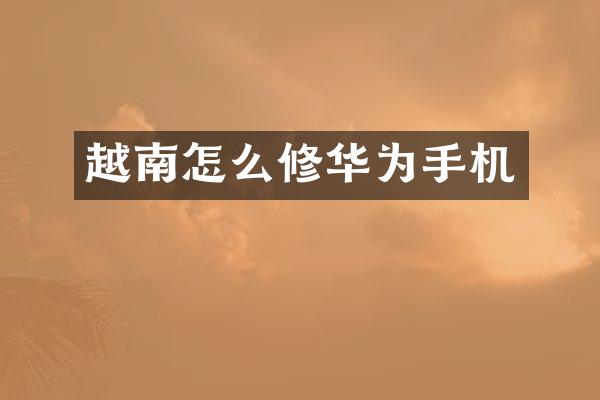 越南怎么修华为手机