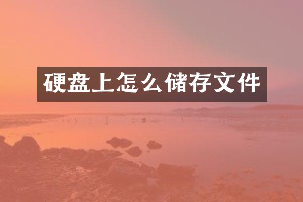 硬盘上怎么储存文件