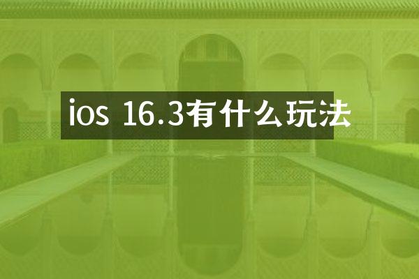 ios 16.3有什么玩法