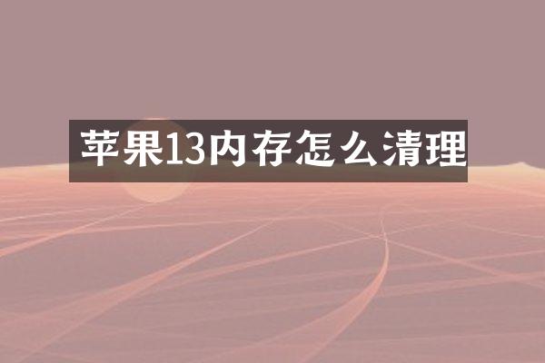 苹果13内存怎么清理