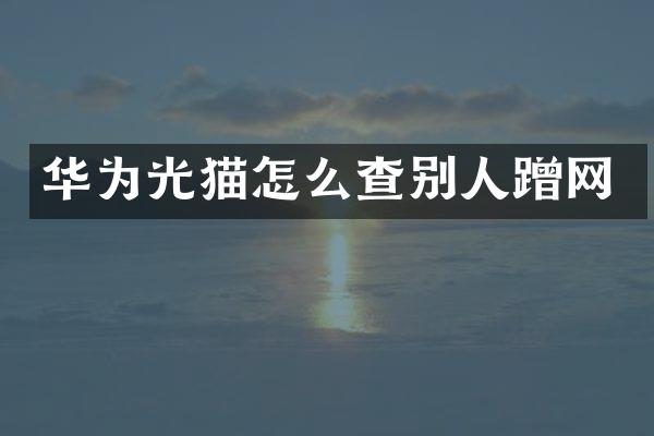 华为光猫怎么查别人蹭网