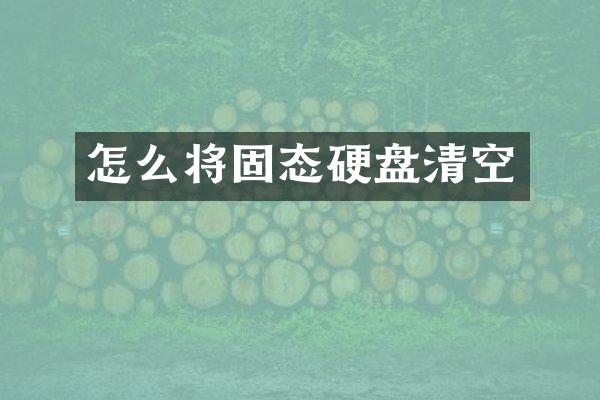 怎么将固态硬盘清空