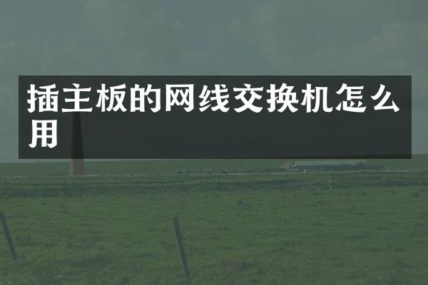插主板的网线交换机怎么用