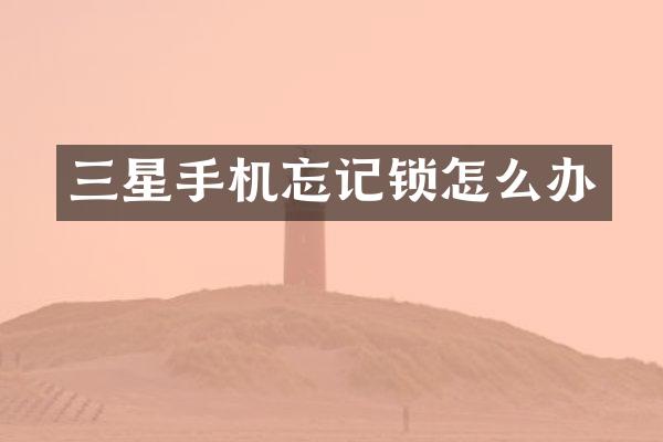三星手机忘记锁怎么办