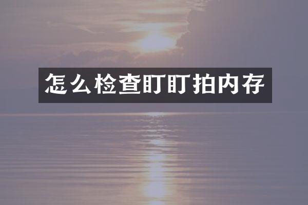 怎么检查盯盯拍内存
