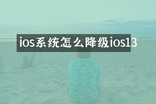 ios系统怎么降级ios13