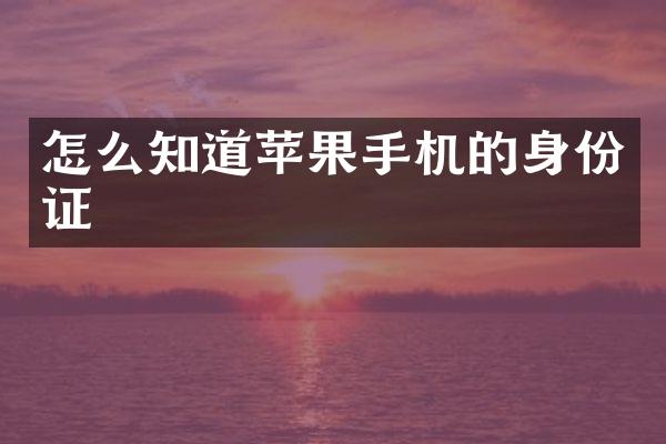 怎么知道苹果手机的身份证