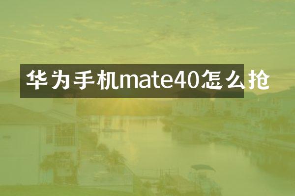 华为手机mate40怎么抢