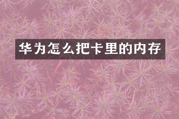 华为怎么把卡里的内存