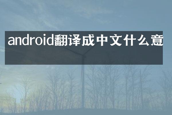 android翻译成中文什么意思