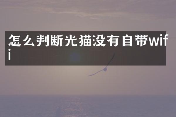 怎么判断光猫没有自带wifi