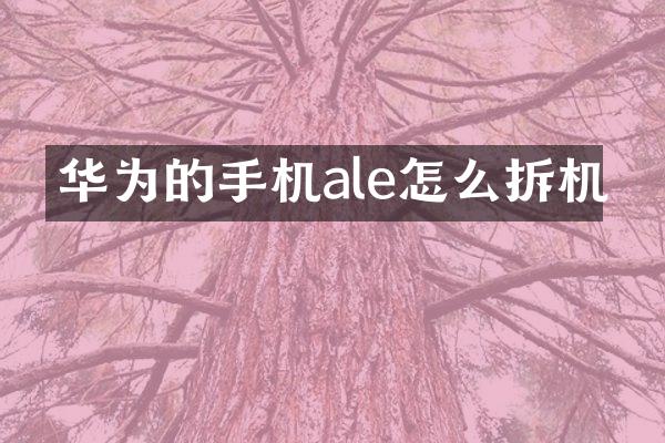 华为的手机ale怎么拆机