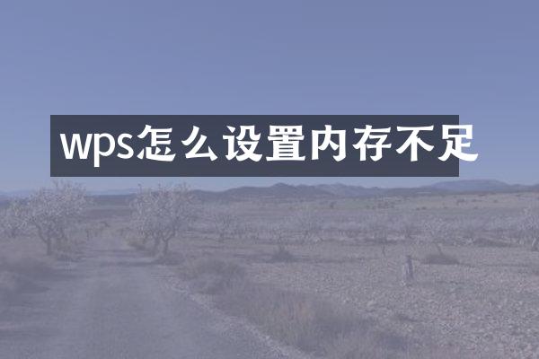 wps怎么设置内存不足