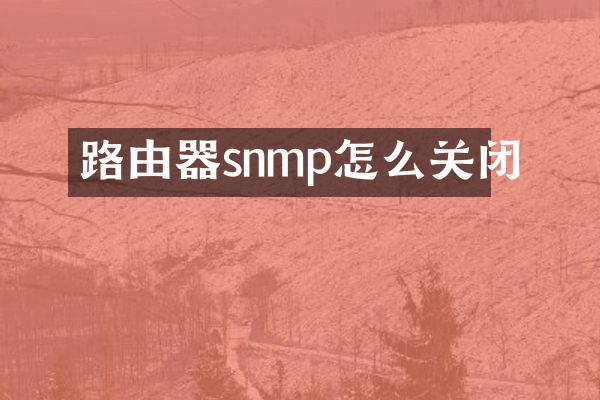 路由器snmp怎么关闭