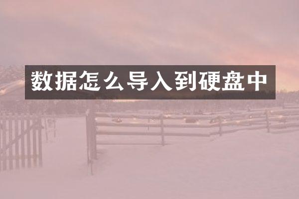 数据怎么导入到硬盘中