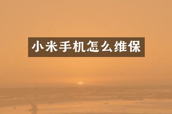 小米手机怎么维保