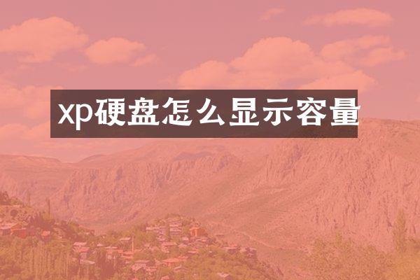 xp硬盘怎么显示容量