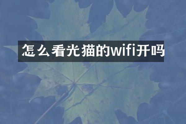 怎么看光猫的wifi开吗