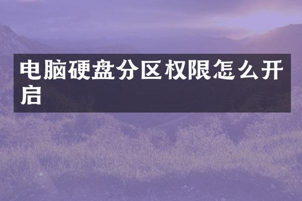 电脑硬盘分区权限怎么开启